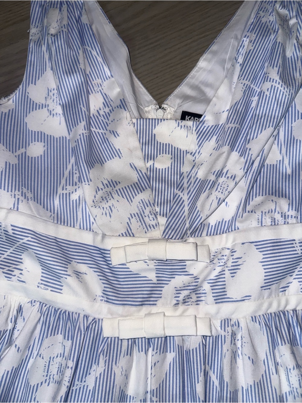 Karl Lagerfeld Light Blue Floral Jacquard Midi Skirt - Picture 4 of 7